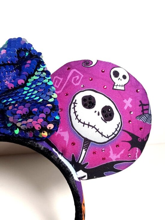 Custom Nightmare Before Christmas Minnie Ears Headband Purple Jack Skellington main image 8